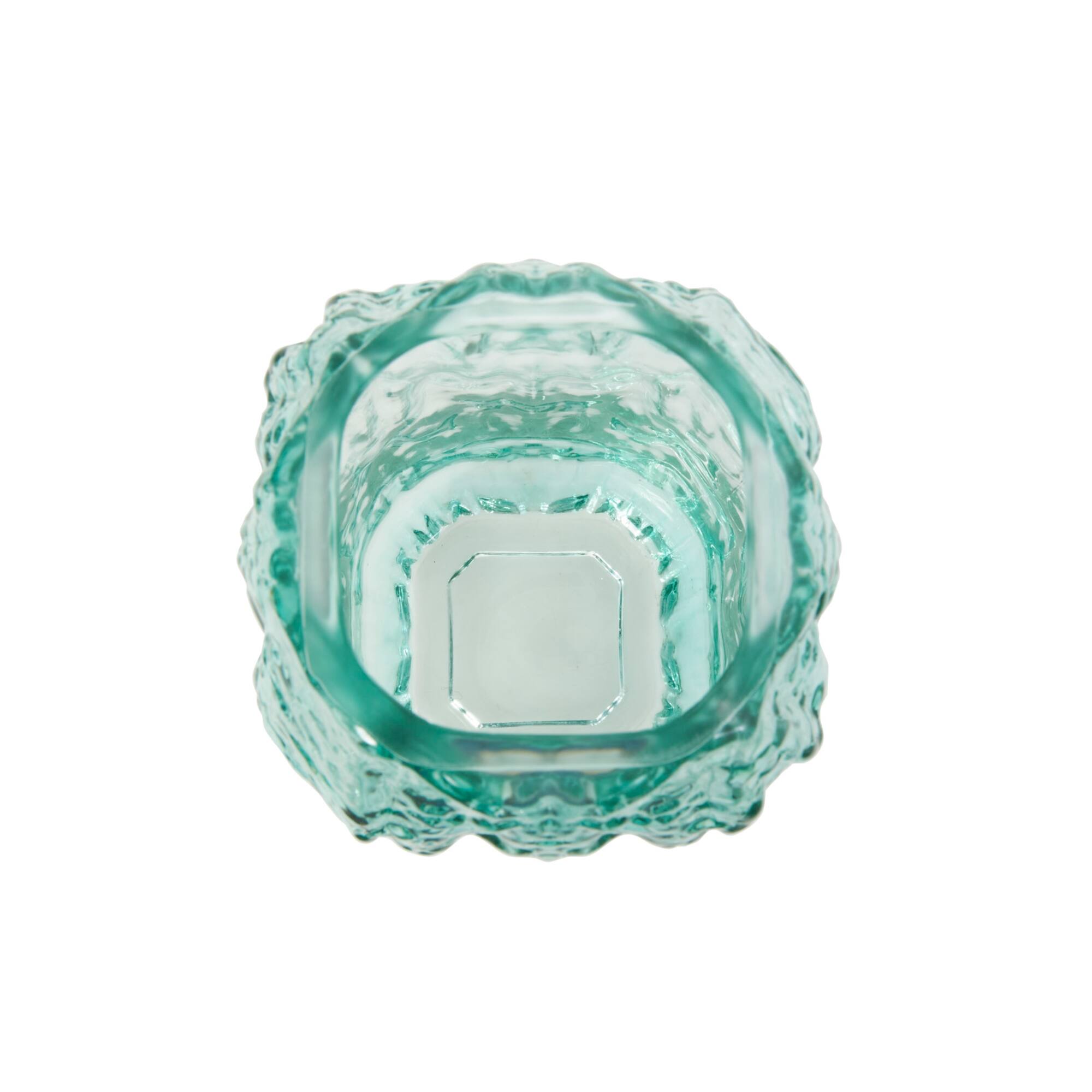 11" Green Ombre Handmade Abstract Textured Rectangular Glass Vase